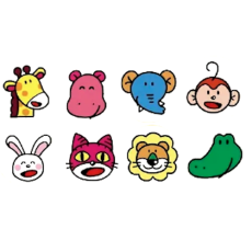 Round Cartoon Animal Stickers Assorted